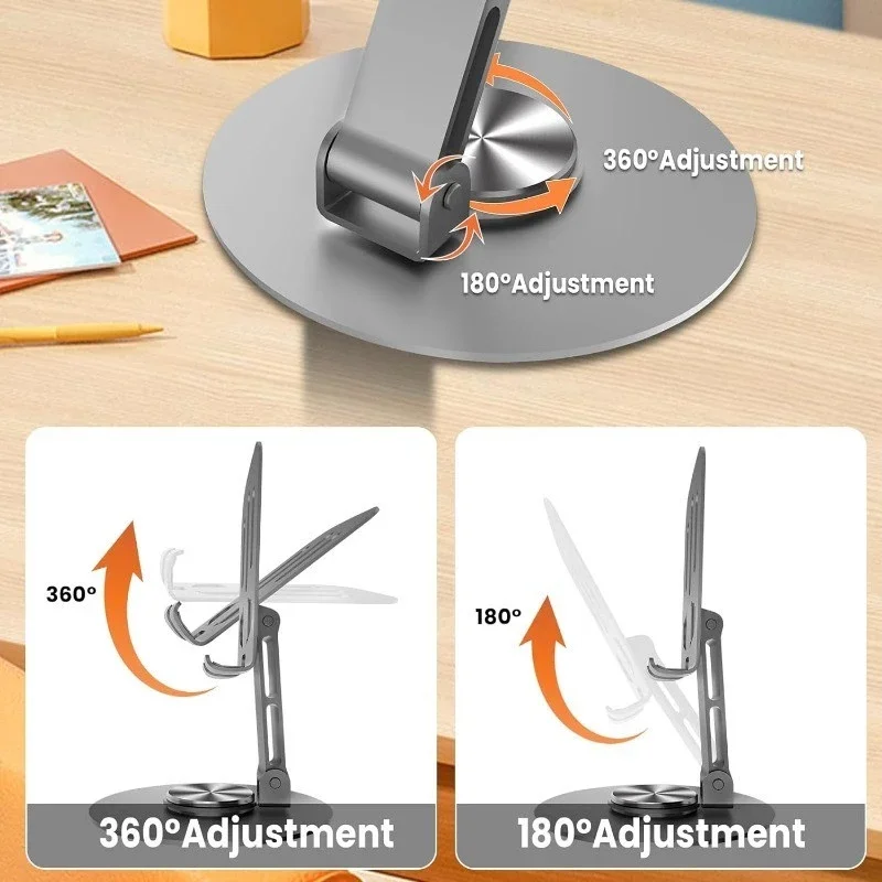 Soporte Para Teléfono Ajustable Metal 360 ° Soporte plegable giratorio para teléfono móvil, soporte de escritorio para tableta, portátil, retráctil, Universal - imagen 4