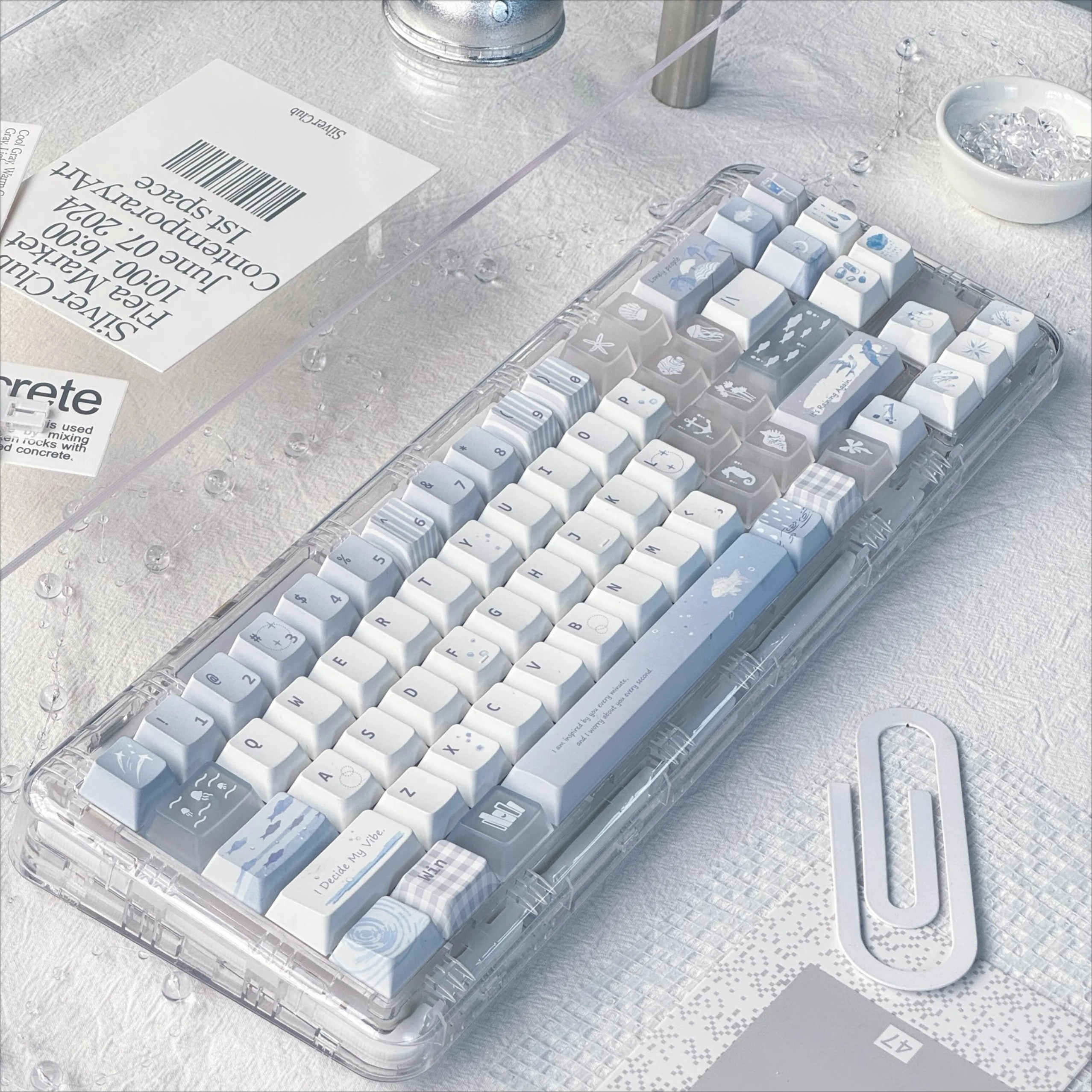 Juego de teclas con tema MoCoo-Blue Island, teclas de teclado con perfil de cereza de sublimación personalizadas para accesorios de teclado mecánico - imagen 4