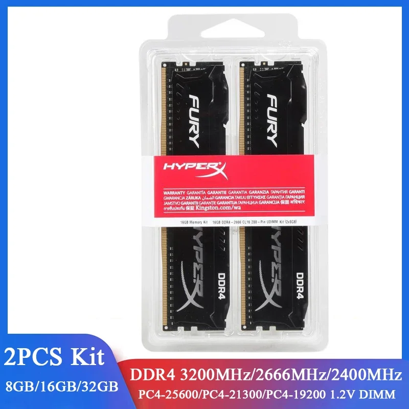 DDR4 FURY 8GB 32GB 16GB (2x8GB) KIT Memoria 3200MHz 2666MHz 2400MHz Memoria DIMM 1,2 V 288 pines PC4-25600 PC4-21300 DDR4 RAM