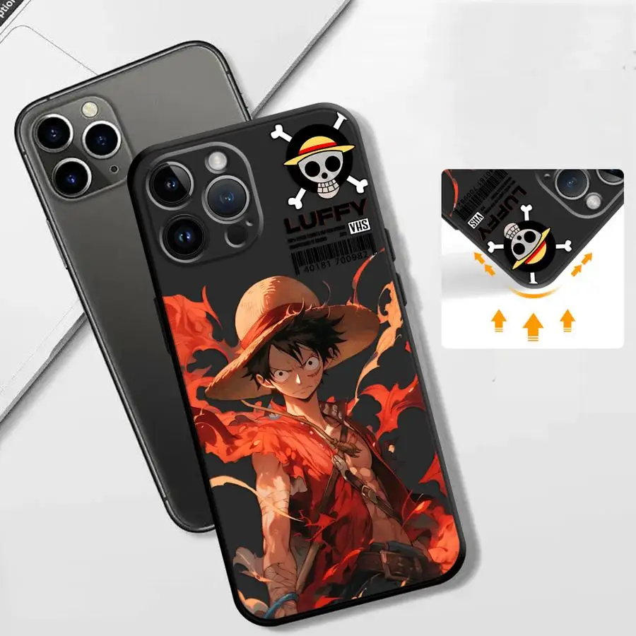 Funda Luffyy para iPhone XS X 11 15 16e 8 Plus 14 XR SE 12 Mini 16Pro Max 13 Pro carcasa suave negra 13Mini 11Pro 12pro 16e XS Max 14 - imagen 2