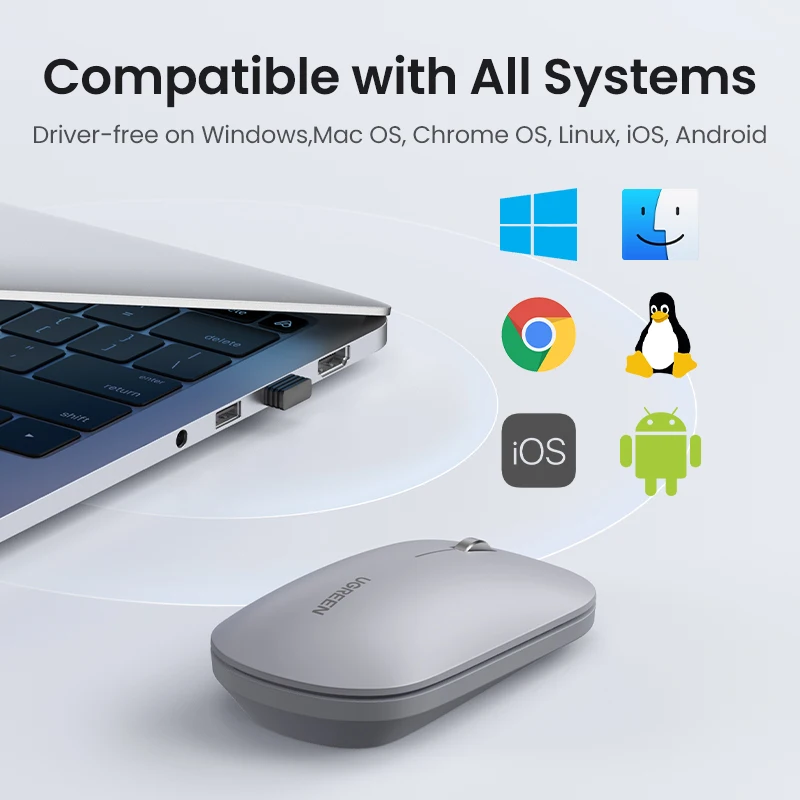 UGREEN Ratón Inalámbrico Bluetooth 4000 DPI Silencioso para MacBook PC - imagen 4