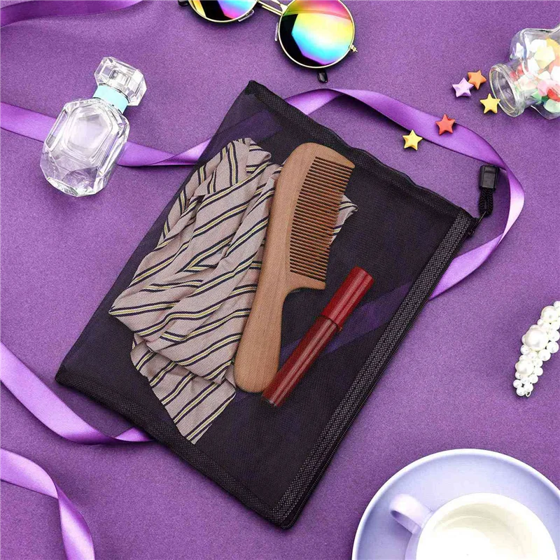 Superior 48 piezas bolsas de malla bolsa de malla negra con cremallera bolsas de maquillaje bolsas organizadoras de viaje para cosméticos estuche para lápices - imagen 5