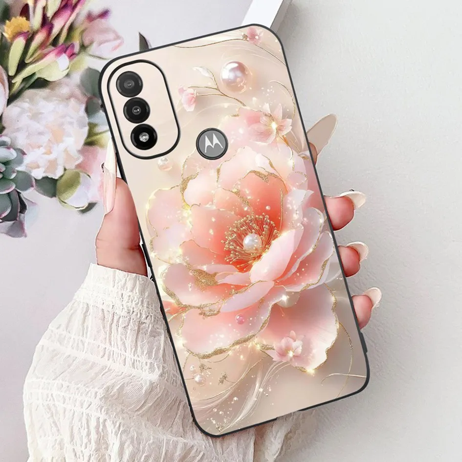 Para Motorola Moto E20 E30 E40 Funda Popular Funda de flores Funda de silicona suave para MotoE20 XT2155 XT2158-6 parachoques MotoE30 Funda nuevo - imagen 2
