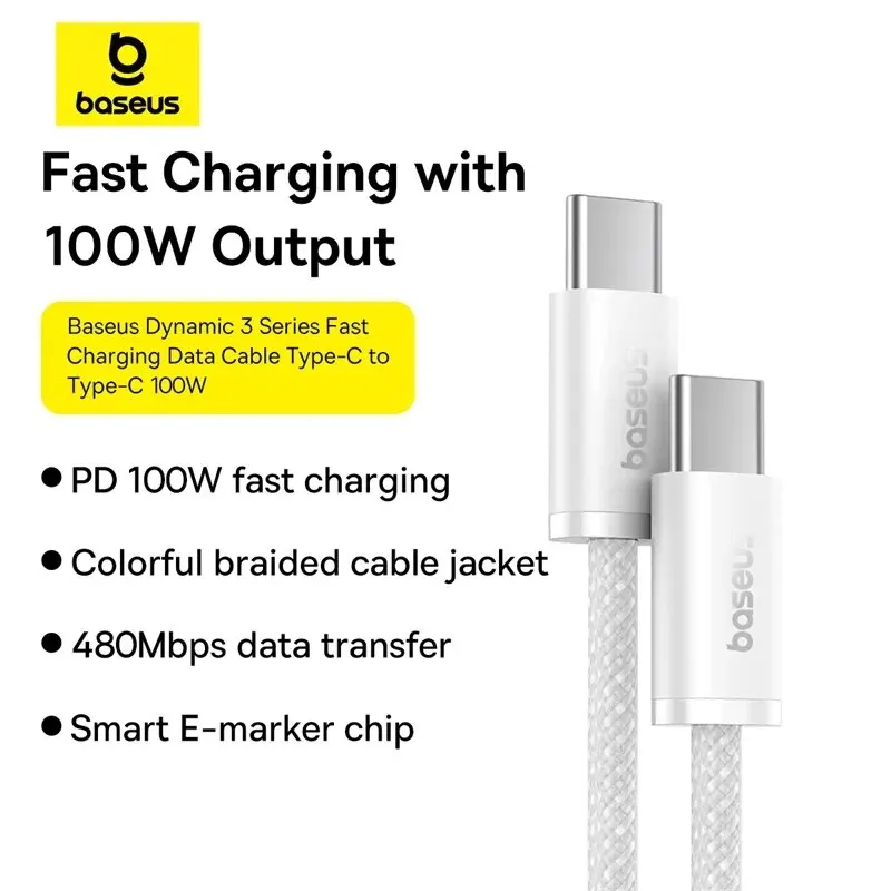 Cable Baseus 100W tipo C a USB C para iPhone 16 15 Cable cargador de carga rápida para Macbook iPad Samsung Xiaomi Cable USB C rápido - imagen 5