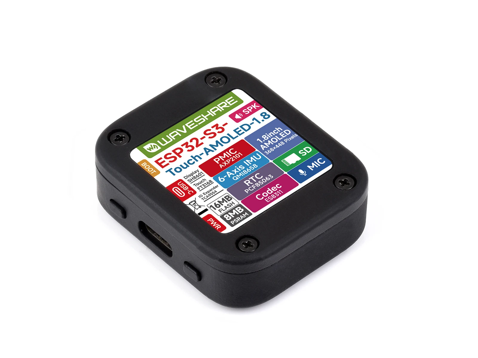 Waveshare ESP32-S3 Placa de desarrollo de pantalla táctil AMOLED de 1,8 pulgadas, procesador de doble núcleo LX7 de 32 bits, 368 × 448 - imagen 4