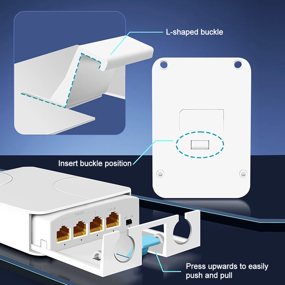Extensor POE impermeable IP55 de 4 puertos, repetidor de interruptor de red de 1 a 3, 100/1000Mbps, VLAN para exteriores, CC de 48V para cámara POE, AP sin cables - imagen 4