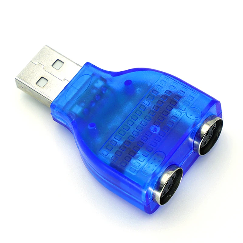1/2/5PCS Azul con chip para su teclado/ratón PS/2 Adaptador convertidor USB 2.0 a PS 2
