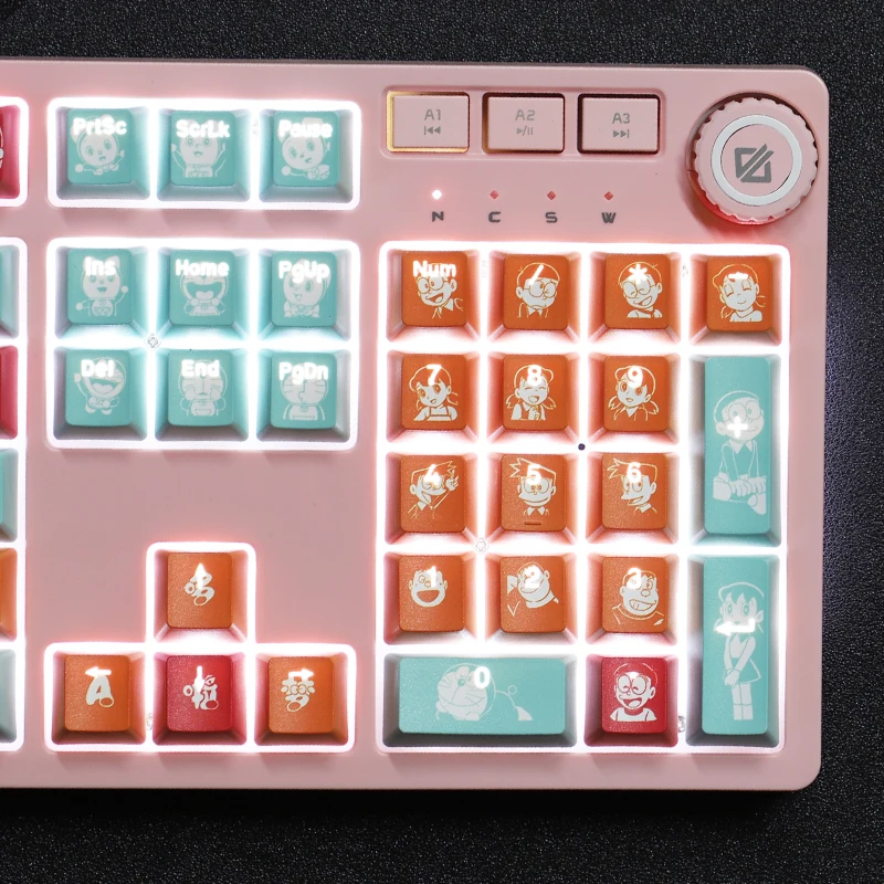 104 teclas Robot gato Anime tema Keycap Pbt transparente personalizado personalización recuerdos de la infancia Teclado mecánico Keycap - imagen 3