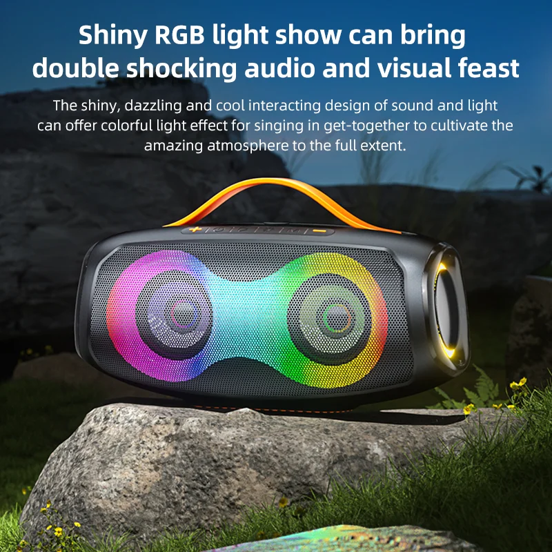 EBS-611 Altavoz potente Bluetooth 5,3 de 40W, Boombox de música estéreo inalámbrico portátil resistente al agua con luz RGB dinámica - imagen 5