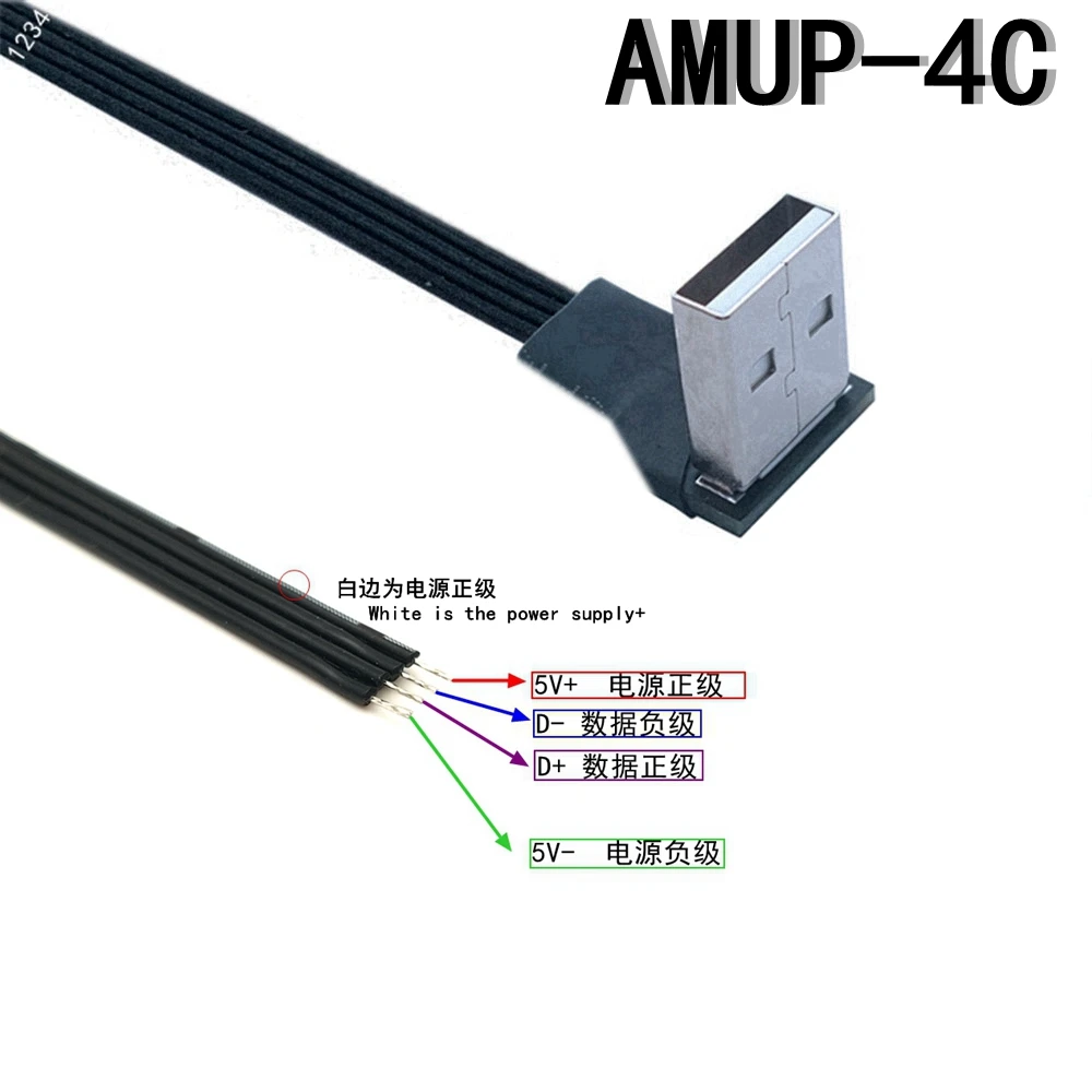 Conector macho hembra Usb tipo c negro de 20cm de alta calidad, Cable de alimentación de 4 cables pelado, corriente máxima 2A para tarta de frambuesa DIY - imagen 4