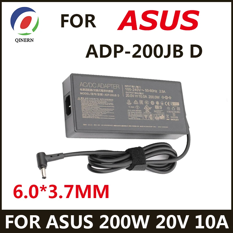 Adaptador de cargador para ordenador portátil, accesorio para Asus TUF A17, FA706QM, FA506QR, ROG Zephyrus G15, GA503Q, GA503, 20V, 10A, 200W, 6,0x3,7 MM, ADP-200JB D