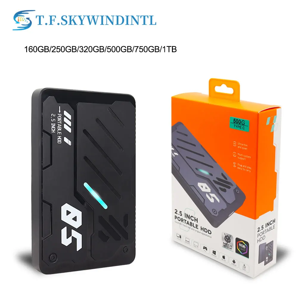 Disco duro externo portátil estilo Mecha RGB de 2,5 pulgadas 160G 250G 320G 500G 750G 1TB USB 3,0 para PC PS4 PS5 teléfono móvil portátil - imagen 4