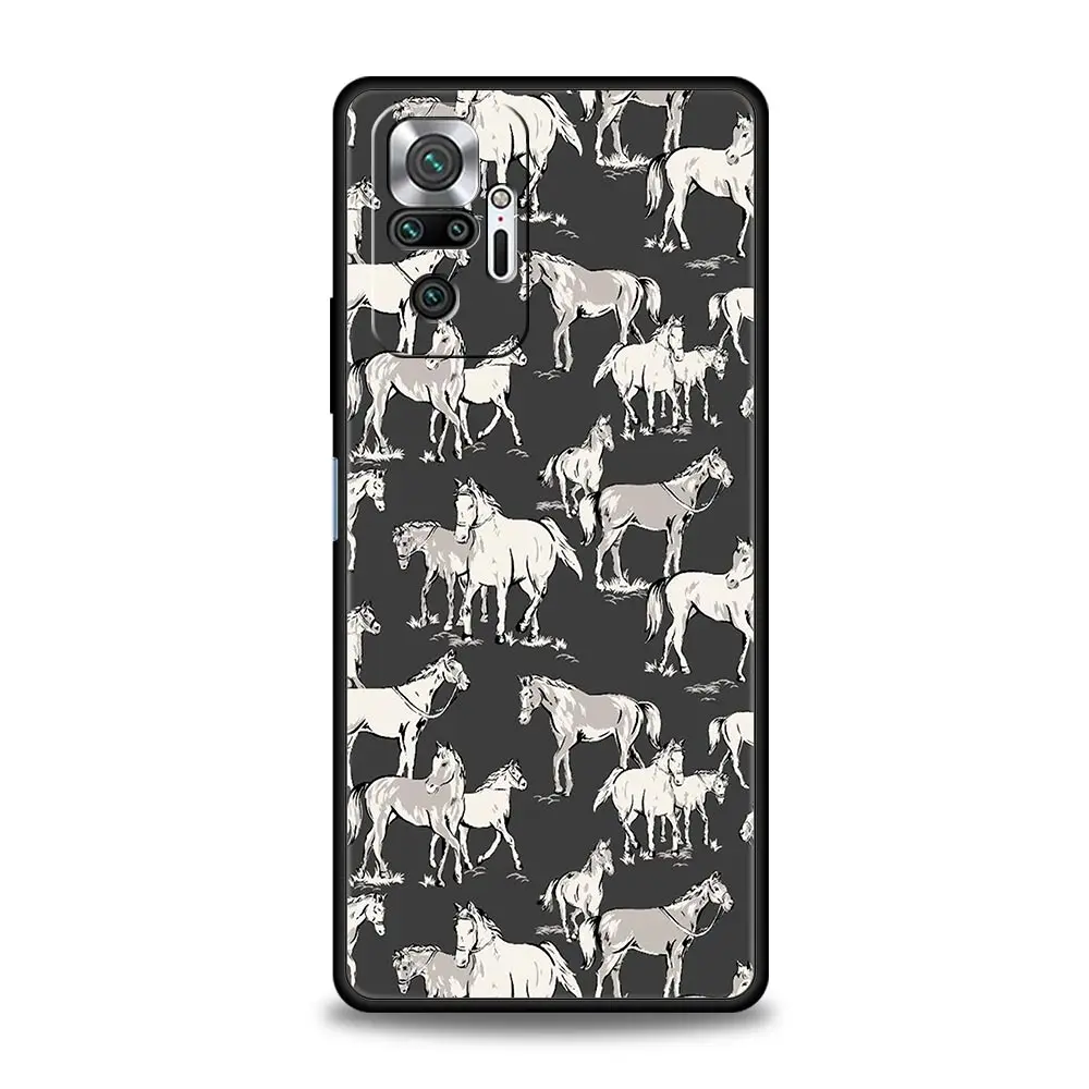 Funda de teléfono para Xiaomi Redmi Note 13, 12, 5G, 9S, 9, 8, 10, 11 Pro, 9T, 13C, 12C, 10C, 9C, 9A, 7 Pro, cubierta de silicona suave, Animal Art Horse - imagen 4