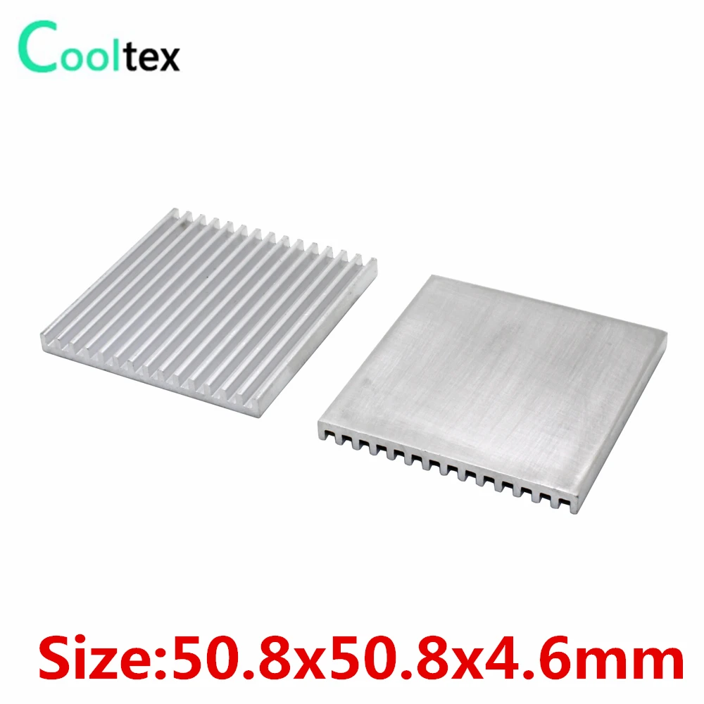 5 unids/lote 50,8x50,8x4,6mm disipador de calor de aluminio para Chip electrónico LED IC radiador enfriador de refrigeración - imagen 2