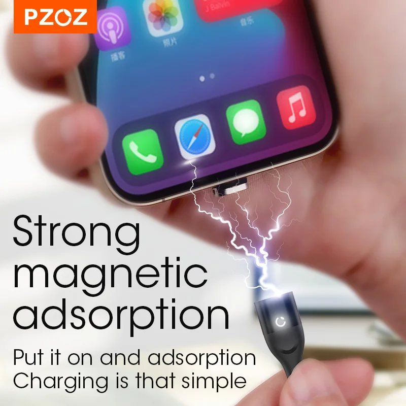 PZOZ-Cable magnético Micro USB tipo C para teléfono móvil, adaptador de carga rápida, cargador de datos para iPhone 12 Pro - imagen 4