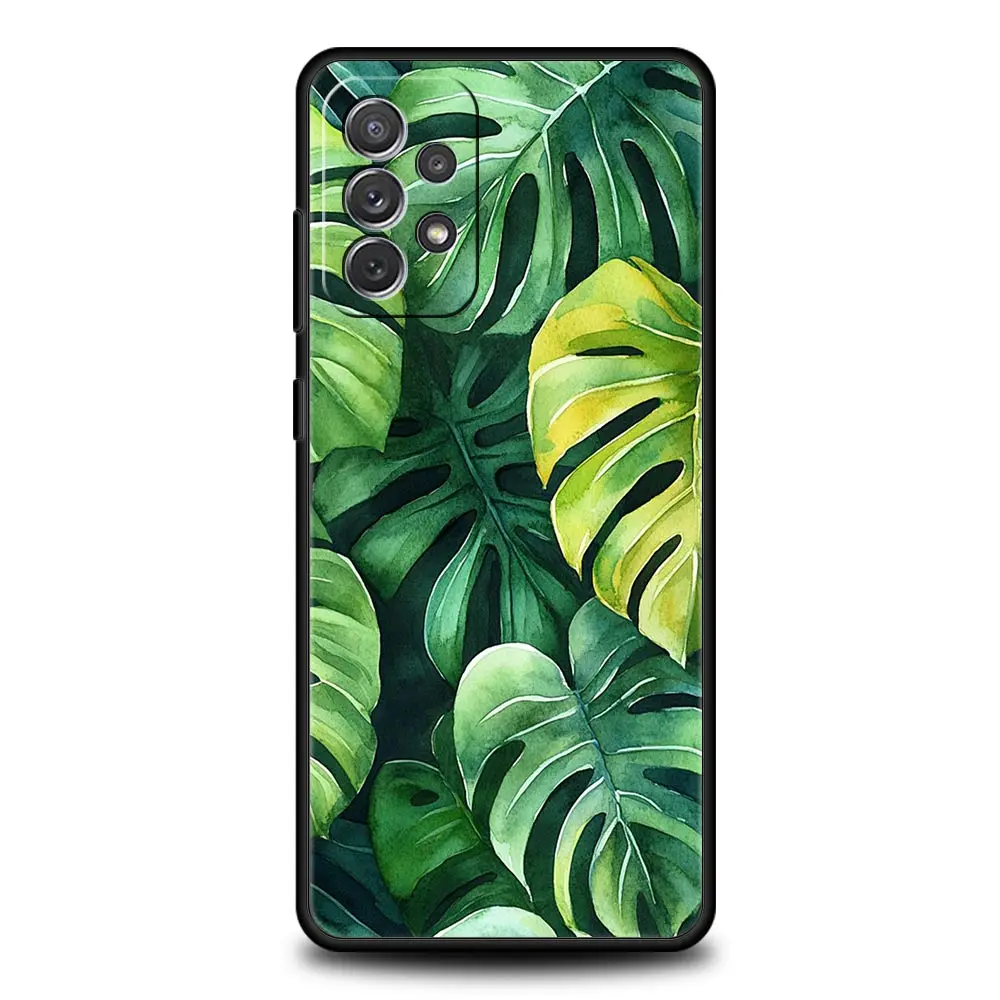 Funda de teléfono verde de hojas Monstera para Samsung A51 A71 A21S A17 A11 A15 A25 A41 A23 A33 A53 A73 A07 A03S A05S A13 A35 A55 5G - imagen 2