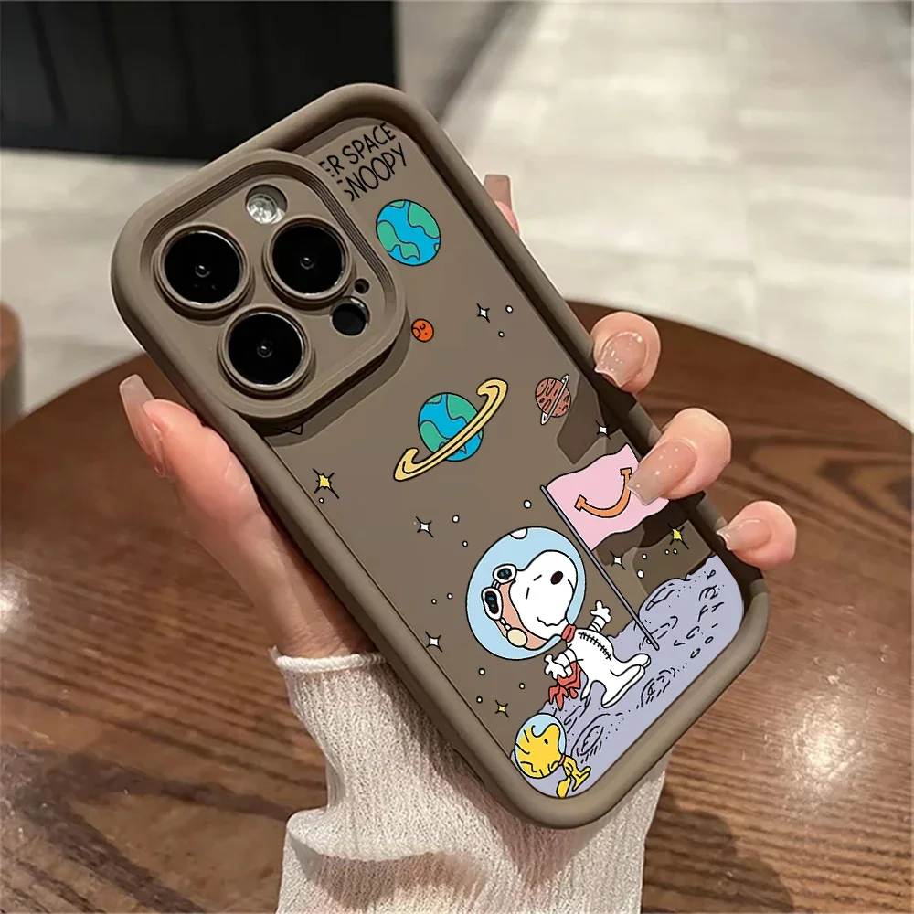 Funda bonita de dibujos animados de Snoopy Pastronaut hone para iPhone 17 16 15 14 13 12 11 Pro Max Plus XS Max SE2020, funda de silicona suave - imagen 5