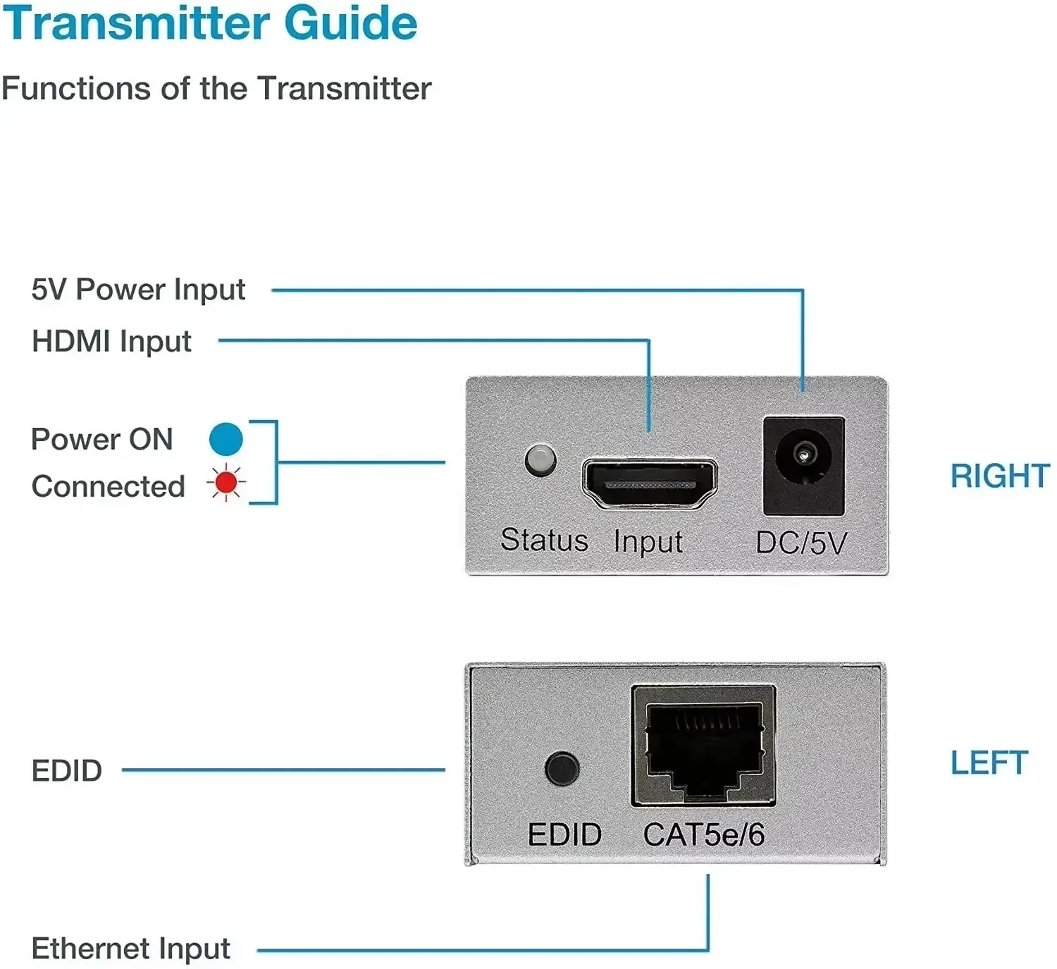 Extensor HDMI de 100M sobre Rj45 Cat5e/6 4K @ 30Hz HDMI Ethernet extensor Video Audio transmisor receptor kit para PS4 PC Loptop THDV - imagen 4