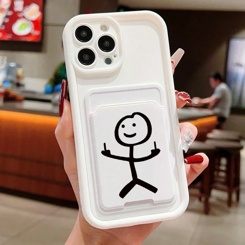 Funda de teléfono suave de silicona con bolsa de tarjeta de insertar Matchman divertida de dibujos animados para iPhone 17 16 15 14 13 12 11 Pro Max 7 8 Plus 16E - imagen 3