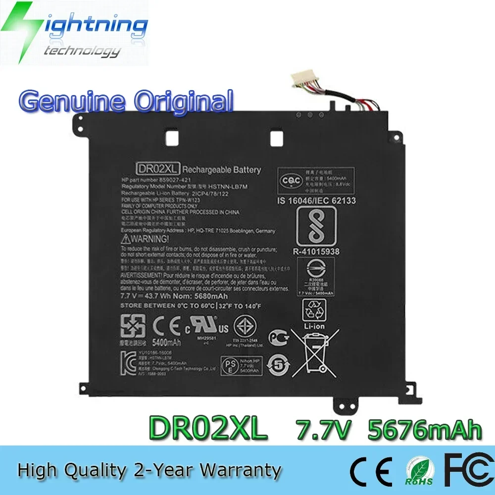 Batería Original y genuino para ordenador portátil DR02XL 7,7 V 43,7Wh para HP Chromebook 11 G5(P0B78UT) HSTNN-IB7M 859027-121 859027-1C1