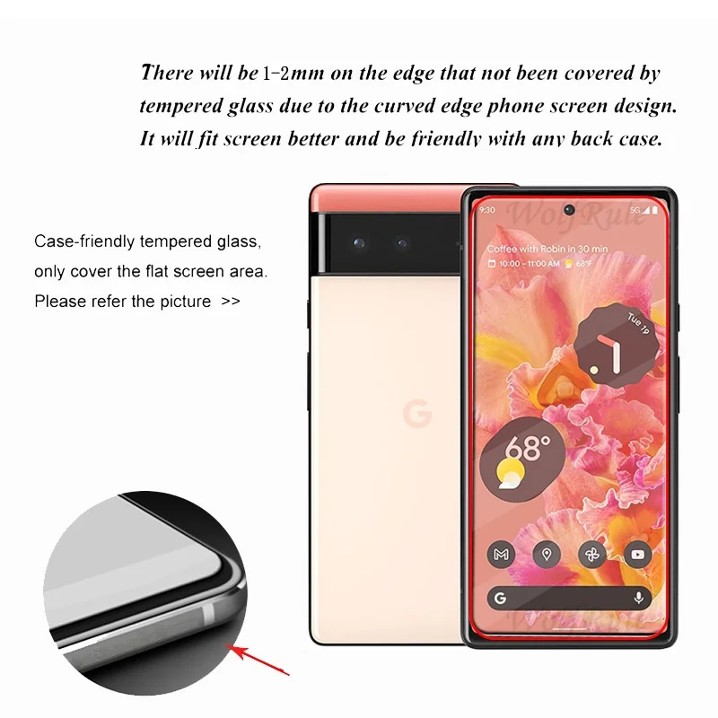 4 Uds para Google Pixel 6 vidrio para Google Pixel 6 6A 7 7A 8 Pro 8A vidrio templado 9H Protector de pantalla transparente Google Pixel 6 - imagen 4