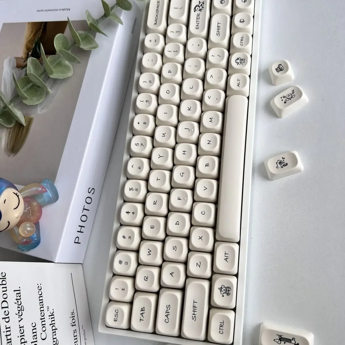 Juego de teclas con temática de perro lindo, teclas de teclado simples de sublimación PBT, perfil MOA personalizado, accesorio de teclado mecánico - imagen 5