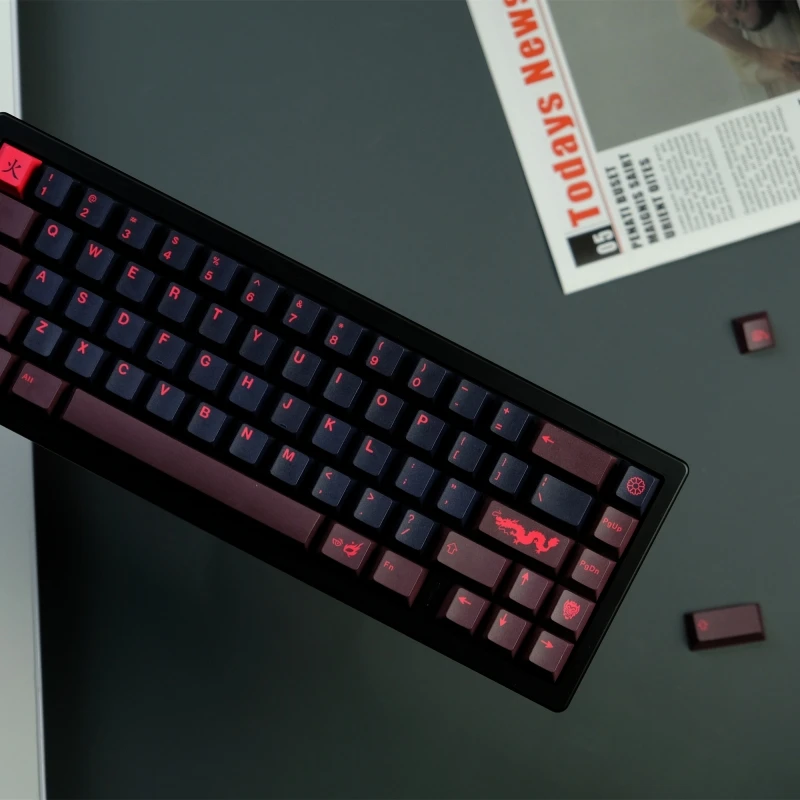Juego de 129 teclas GMK Red Dragon, tapas de teclas de perfil de cereza, PBT, sublimación, para MX Switch 61/64/68/75/87/104/980 - imagen 4