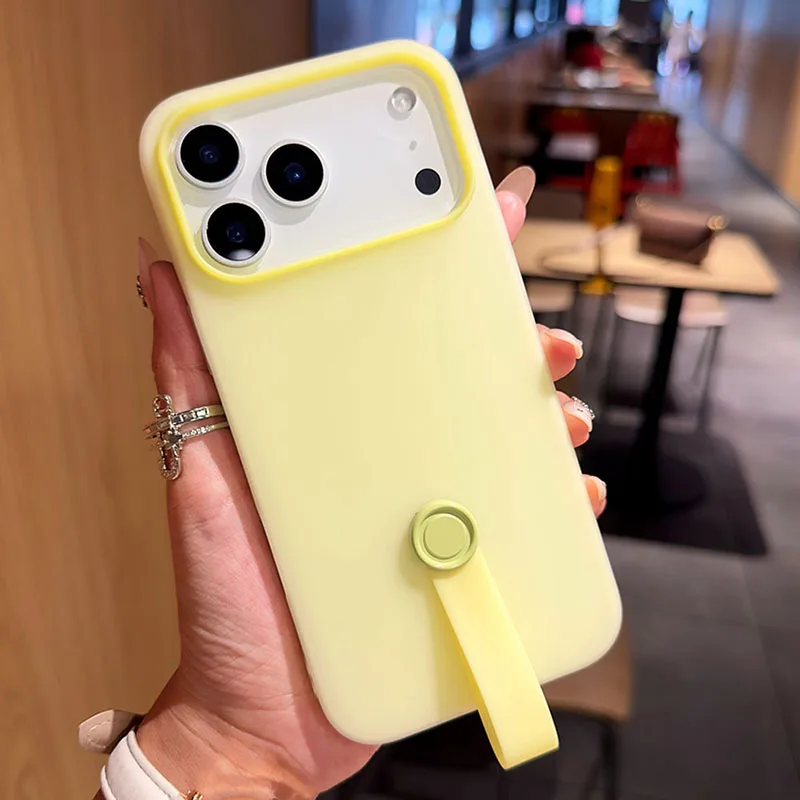 Funda de teléfono de silicona 2 en 1 Color caramelo para iPhone 17 16 15 14 13 12 11 Pro Max Air X XS XR 7 8 Plus 16e cubierta de cordón a prueba de golpes