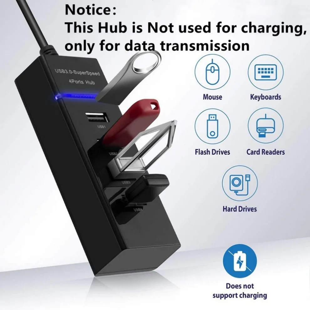 Concentrador de red de 4 puertos USB 3,0, expansor divisor multipuerto de alta velocidad para PC, Accesorios de ordenador, 4 en 1, USB3.0 2,0 - imagen 2