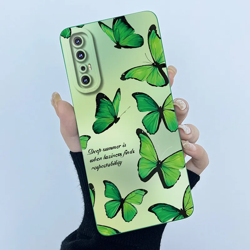 Para Oppo Reno 3 Pro Funda de teléfono CPH2035 CPH2037 CPH2036 Funda simplicidad Floral carcasa de silicona líquida para Oppo Reno3 Pro 4G Funda - imagen 3