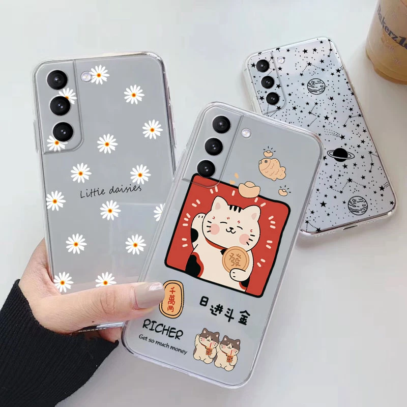 Funda para Samsung Galaxy S23 S 23 Plus S23 Ultra S23 + funda de teléfono suave a prueba de golpes Fundas de silicona Coque linda pintura transparente
