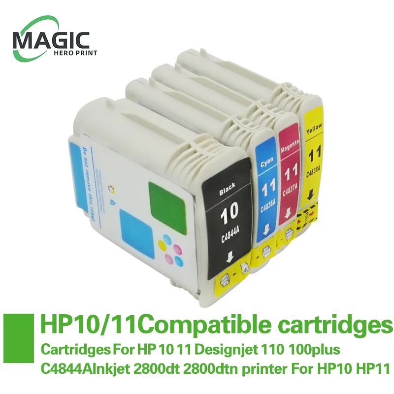 Cartuchos de tinta para impresora HP 10, 11 Designjet 110, 100plus, C4844A, 2800dt, 2800dtn, HP10, HP11, nuevo, 1 Juego