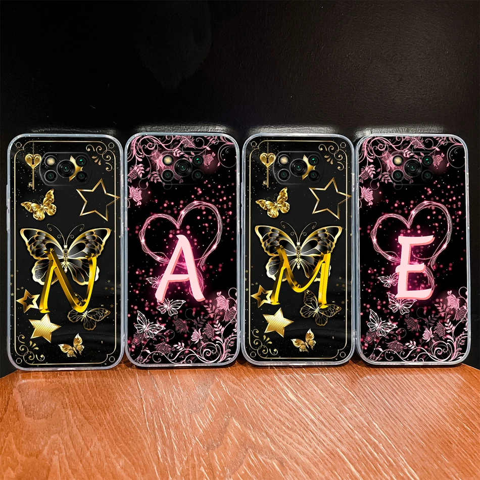 Para POCO X3 Pro GT X3 NFC funda de teléfono Rosa amor corazón letras suave TPU transparente funda de silicona para Poco X 3 parachoques ligero - imagen 3