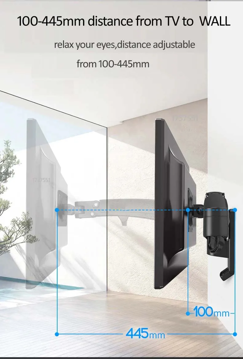 D-MOUNT K150 3-12kg resorte de Gas de aluminio de movimiento completo 17 "-35" soporte de pared para Monitor soporte de montaje para TV LCD 3-12KG - imagen 3