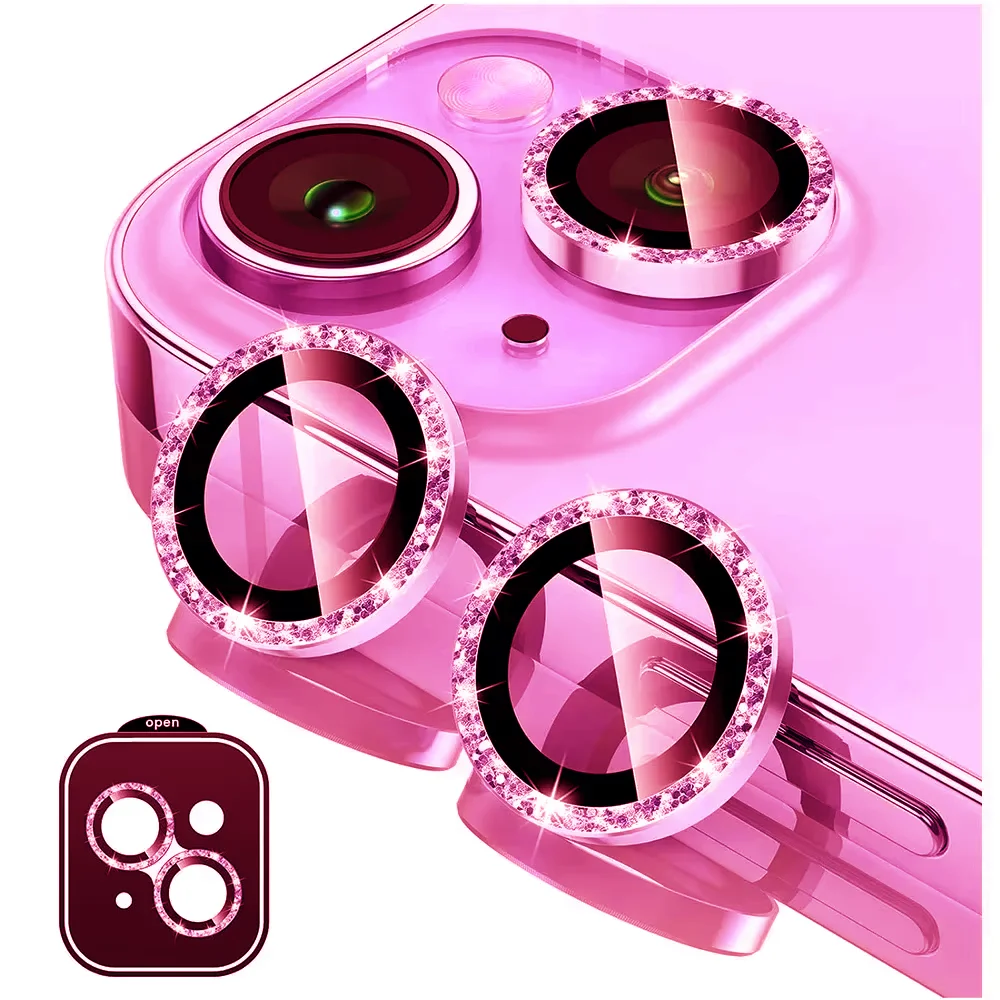 Cubierta protectora de lente de cámara con purpurina para iPhone 17 16 Pro Max Air 16 17 Pro 15 14 Pro Max, película de lente de protección de vidrio templado - imagen 2