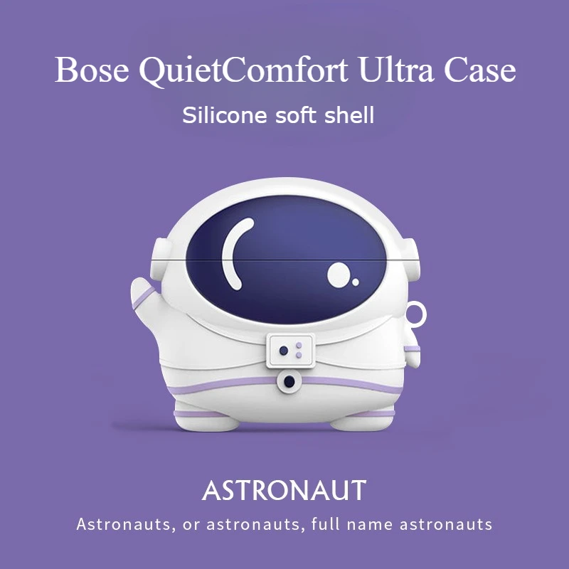Funda para Bose QuietComfort Ultra, llavero de astronauta espacial de dibujos animados, funda suave de silicona bonita, funda protectora para auriculares Bose QC II