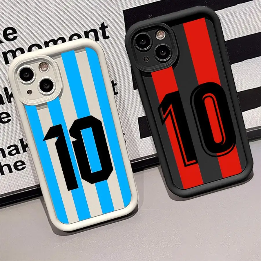 Funda de teléfono con número de fútbol de dibujos animados para iPhone 16 Pro Max 15 Plus 14 13 12 11 16e 15 14 16 Pro 13Pro, funda suave