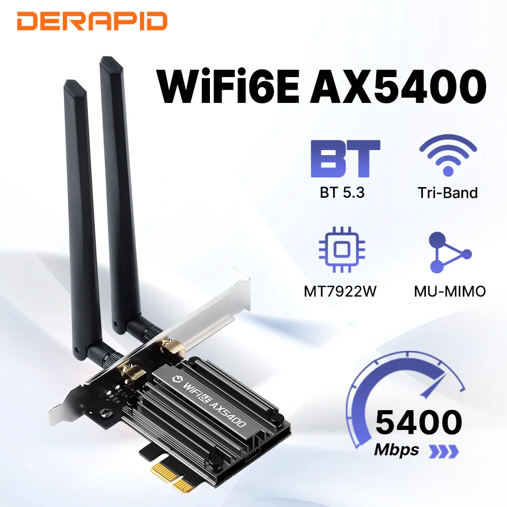 Adaptador WiFi 6E AX5400 PCIE Bluetooth 5,3 Triple banda 2,4G/5G/6GHZ 802.11AX Netwotk receptor inalámbrico MU-MIMO para Win10/11