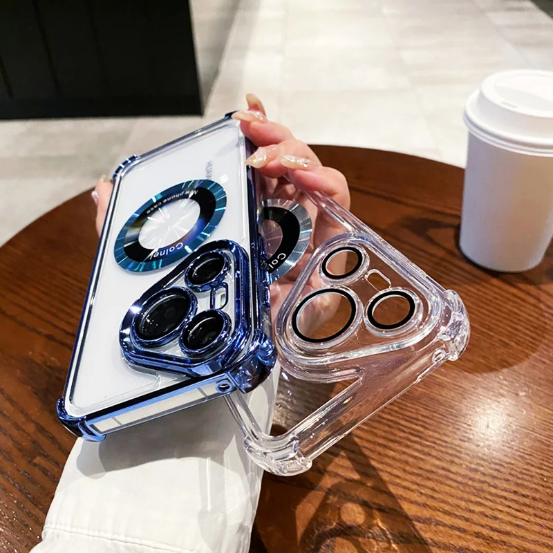 Funda de teléfono de carga inalámbrica Magsafe de lujo para Huawei Pura 70 Ultra P50 P40 P30 Pura70 Pro Plus cubierta de parachoques transparente - imagen 2