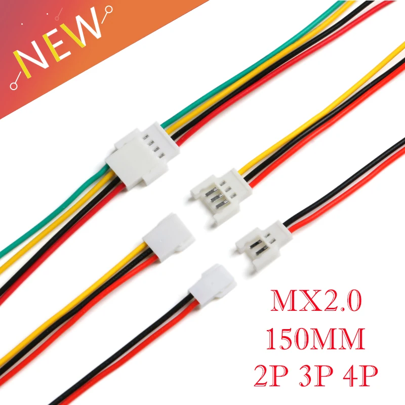 Conector macho y hembra con cable, MX2.0, 2,0 MM, 2P, 3P, 4P, 5 pares
