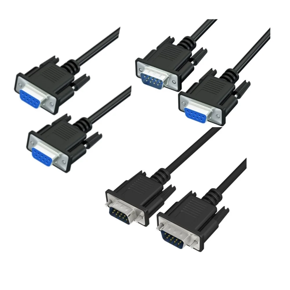 Cable conector DB9 cable serie RS232 puerto COM 485 cable de comunicación 9 pines macho hembra cable de línea conectado en cruz directa