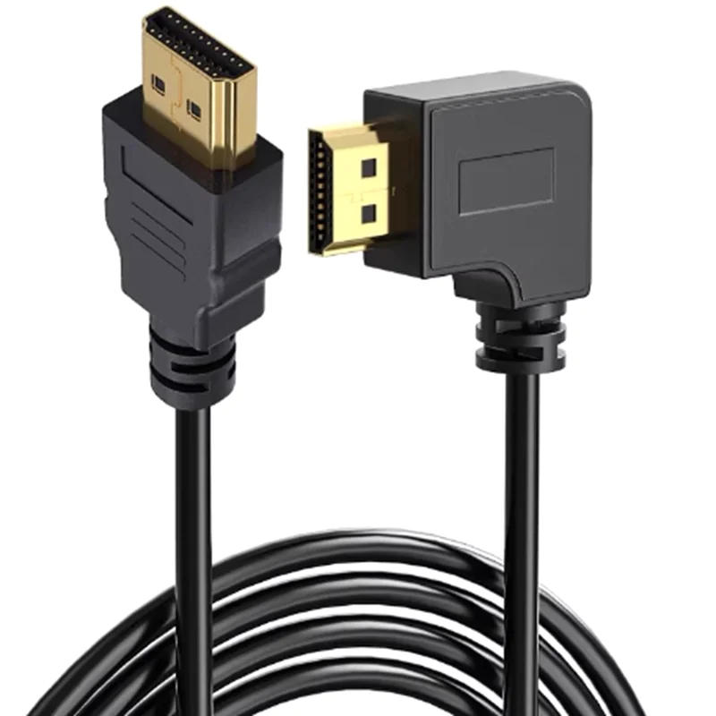 Cable corto de 90 grados, ángulo izquierdo, derecho hacia arriba y abajo, compatible con HDMI, doble línea HDTV macho a macho M/M, Cable HD de 1,5 M - imagen 5