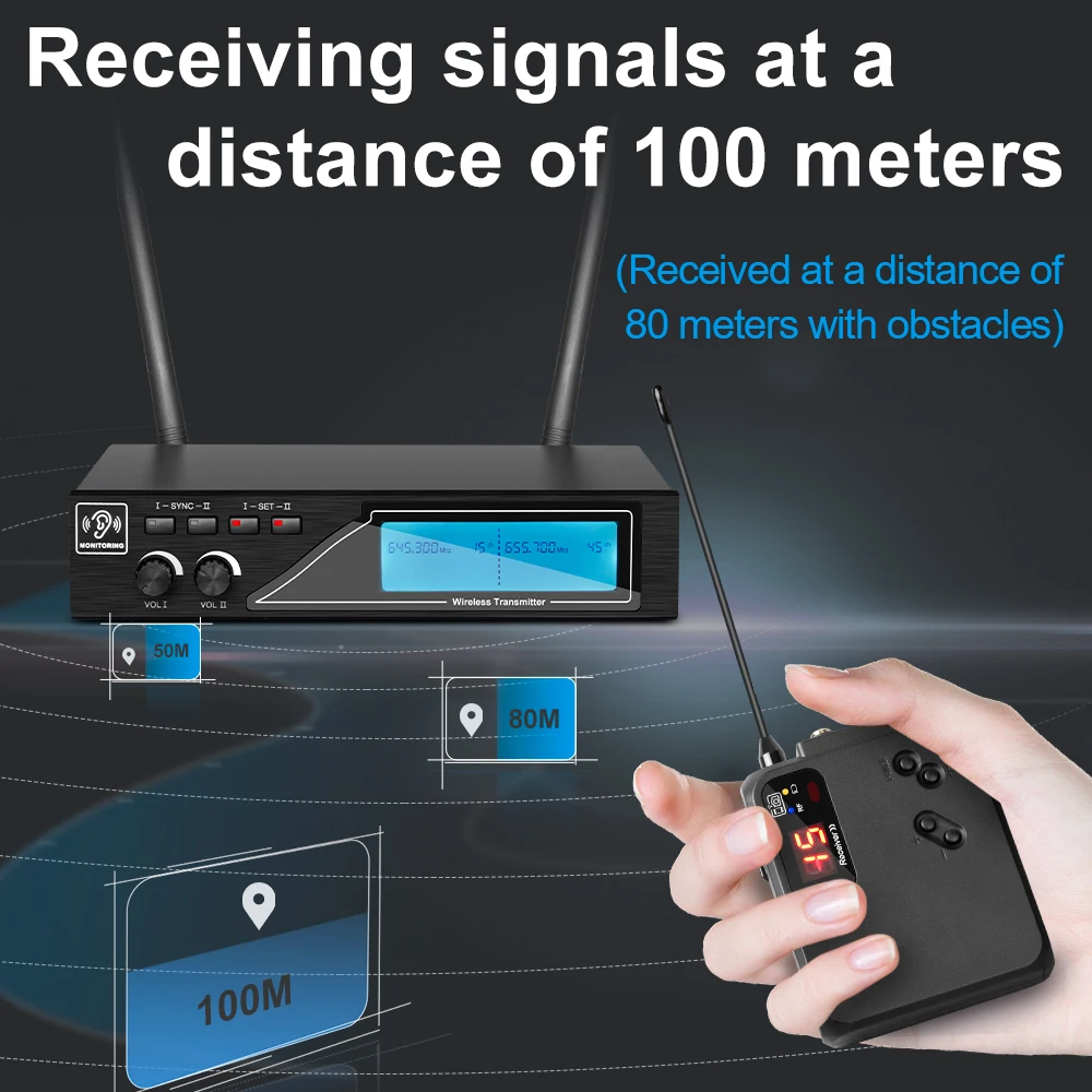 Depusheng Sistema de monitor profesional UHF en el oído Múltiples grupos de frecuencia para puesta en vivo en escenario - imagen 4