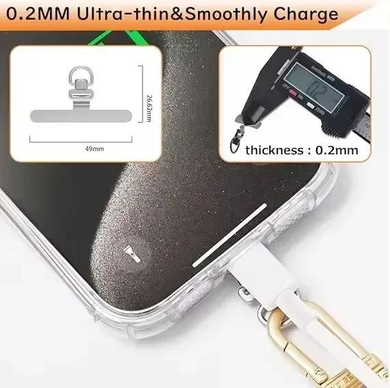 Clip de cordón de teléfono giratorio 360, junta de lengüeta de sujeción de acero inoxidable de Metal, conector adaptador de soporte de correa de teléfono antipérdida Universal - imagen 5