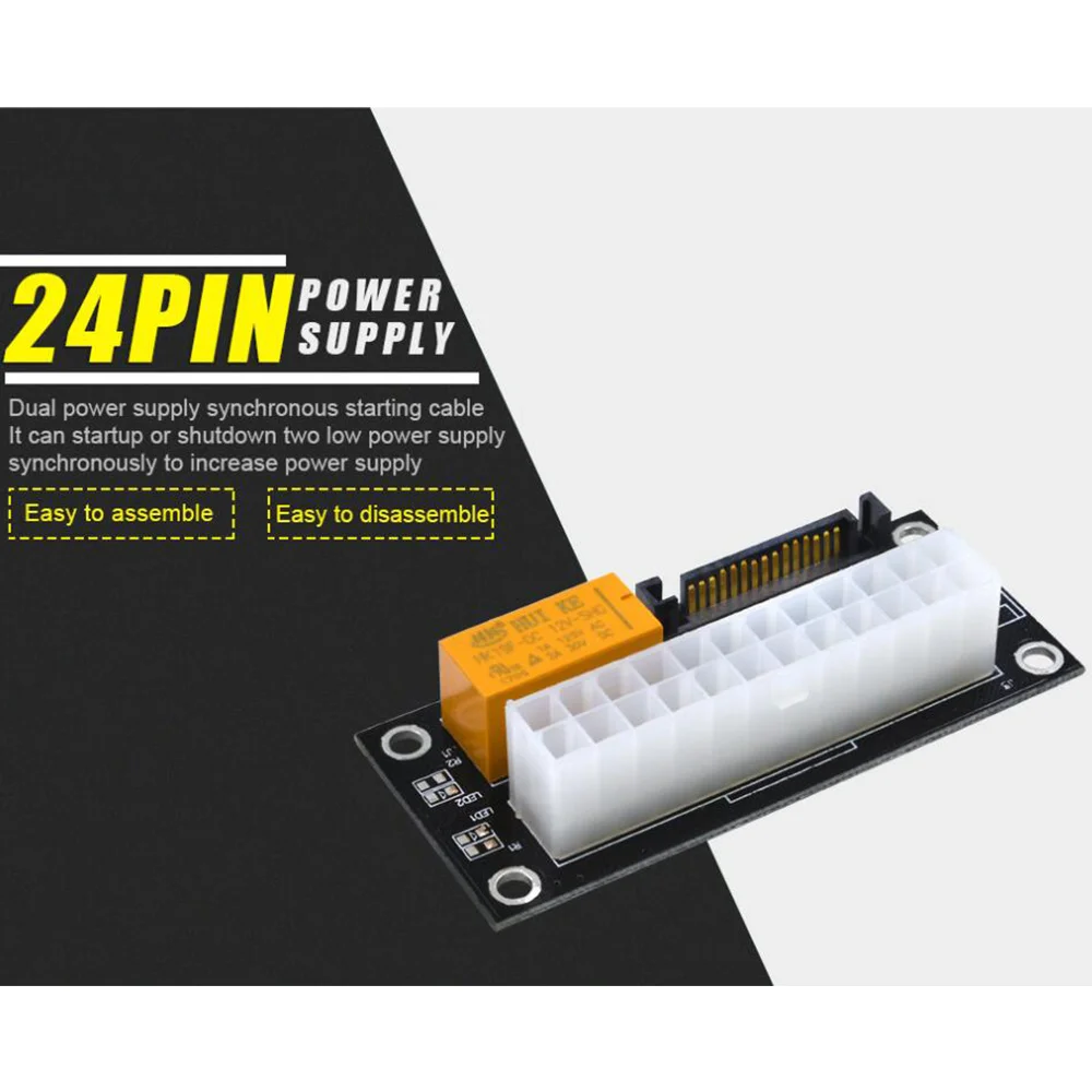 SuperDeals-Adaptador de sincronización de fuente de alimentación Dual PSU, Add2Psu ATX de 24 pines a 15 pines, conector síncrono SATA, Cable elevador, minería - imagen 5