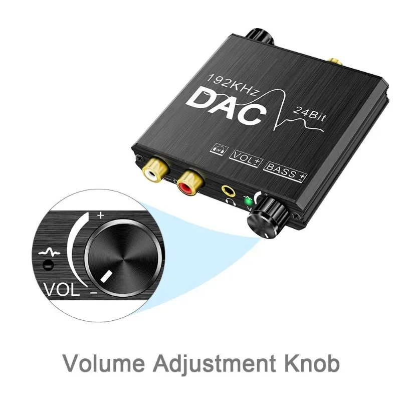 Convertidor de Audio Digital a analógico DAC 192KHz volumen ajustable graves altos bajos y volumen tipo tarjeta de sonido ajustable - imagen 5