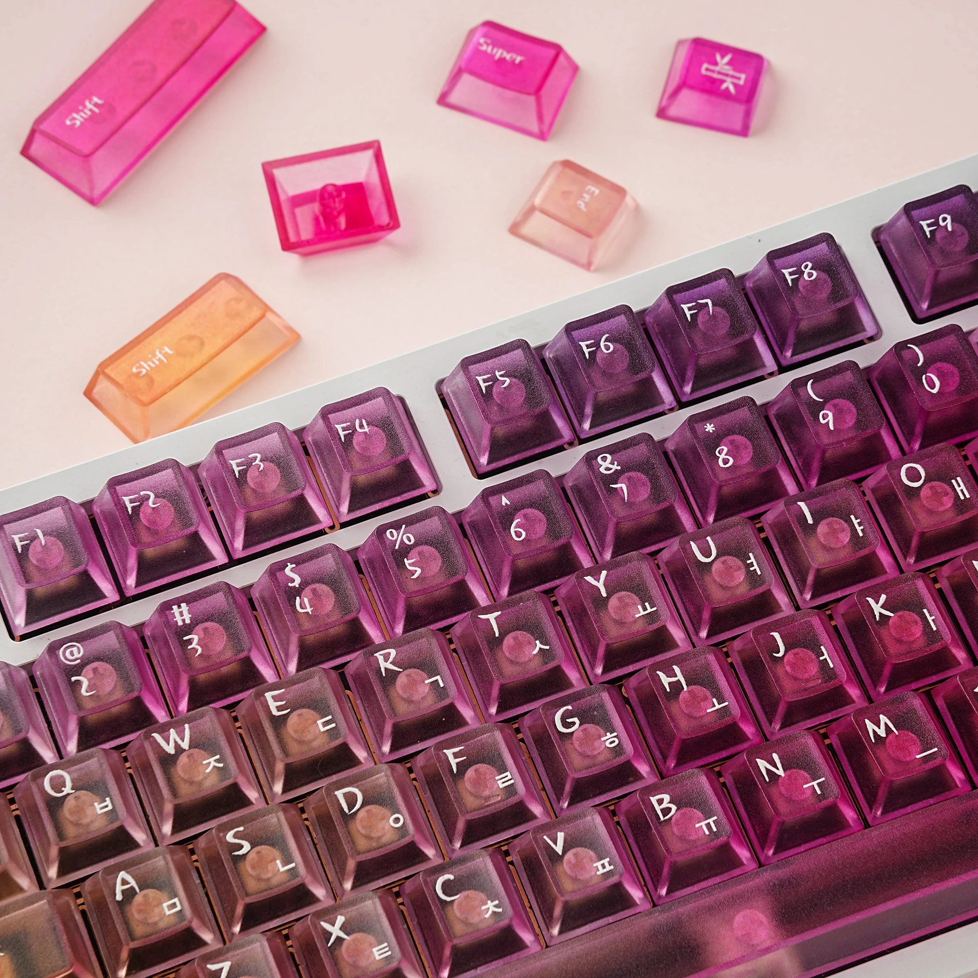 Teclas coreanas antiniebla Kermeates gradiente de Color PC perfil de cereza impresión UV para teclado mecánico coreano interruptor MX - imagen 5