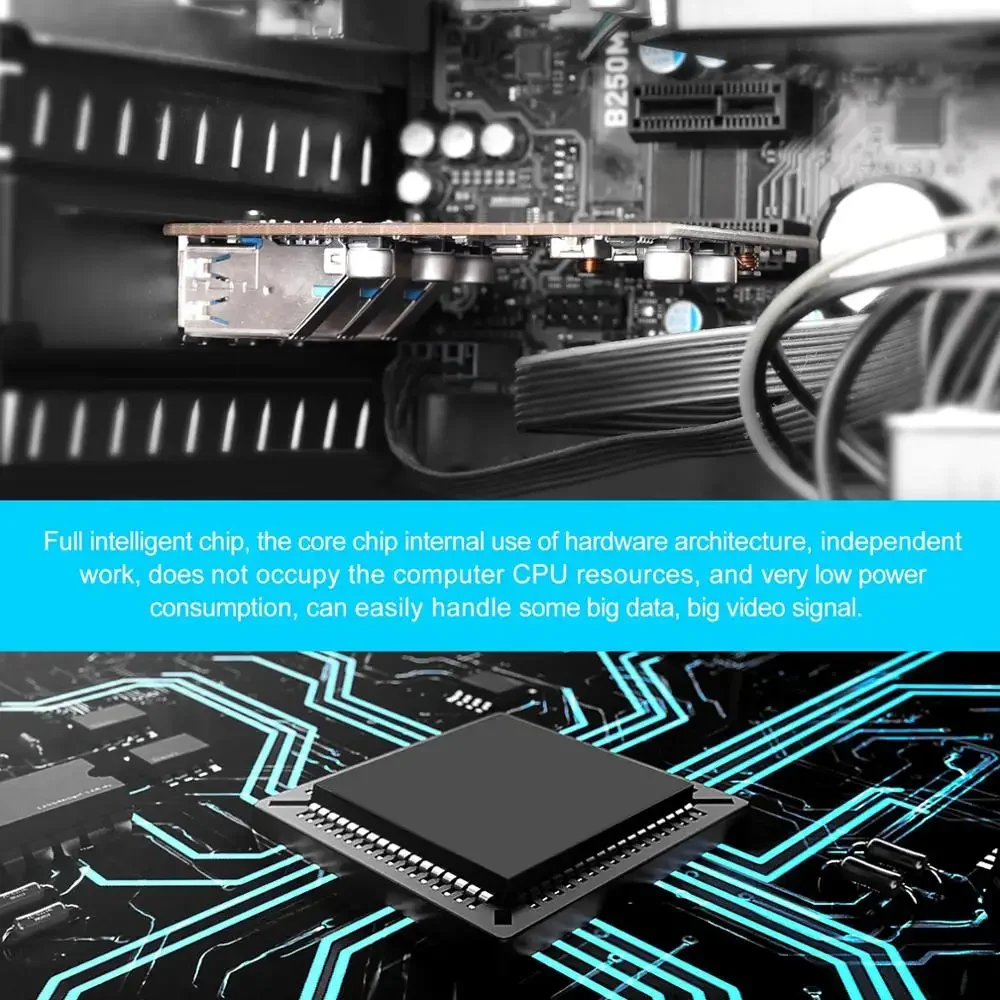 Para computadora de escritorio PCIE a USB 3,0 3 puertos + tarjeta de expansión tipo c 1 puerto sin adaptador de fuente de alimentación externa tarjeta convertidora - imagen 3