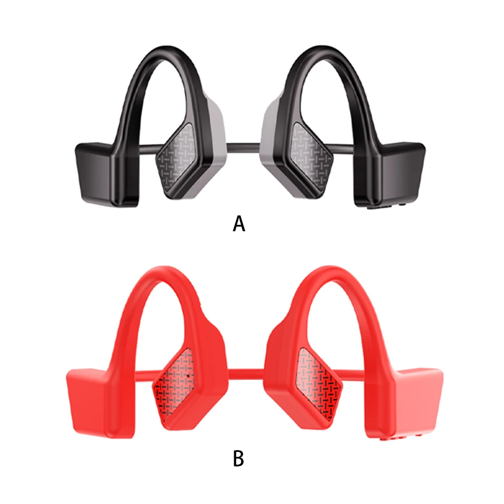 Auricular de conducción ósea, inalámbrico, compatible con Bluetooth 5 0, recargable, para ciclismo, correr, conducir, deporte, Rojo