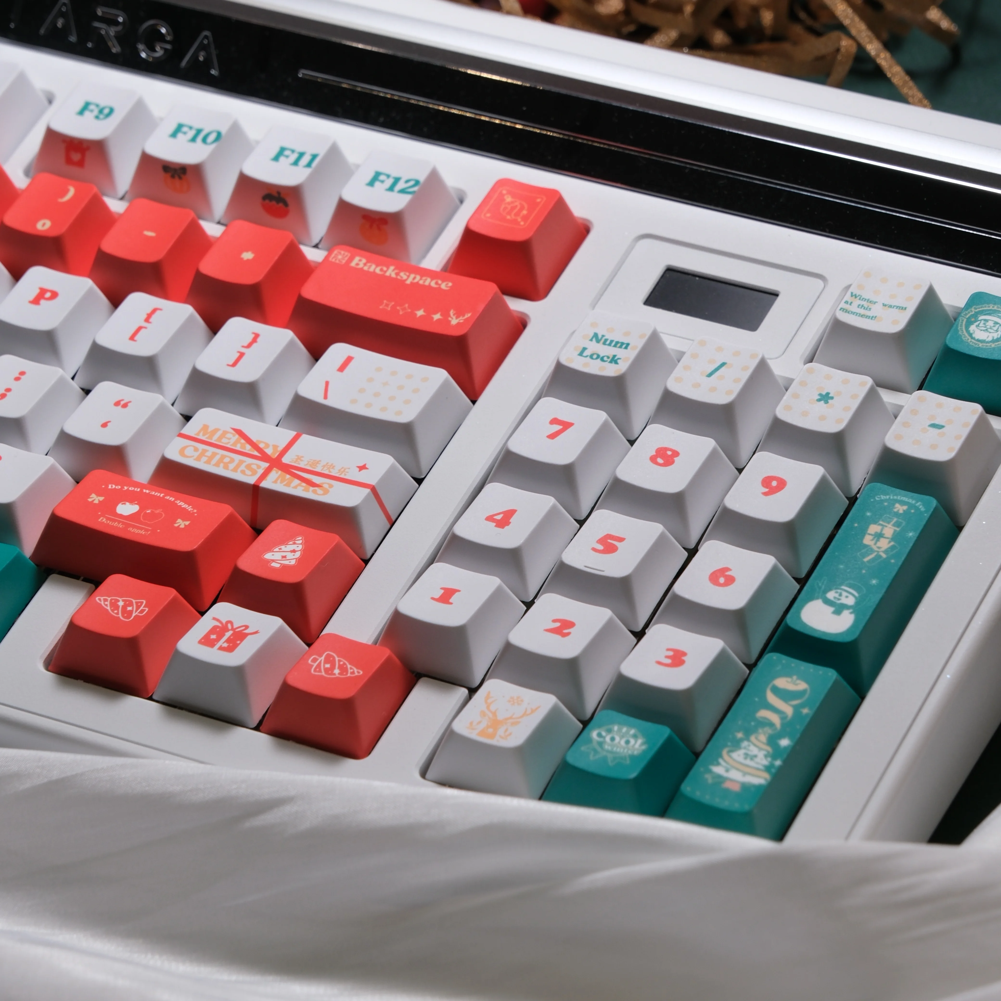 Alce Keycap Cherry Profile PBT sublimación térmica de cinco lados rojo verde Feliz Navidad tema Keycaps para teclado mecánico - imagen 4